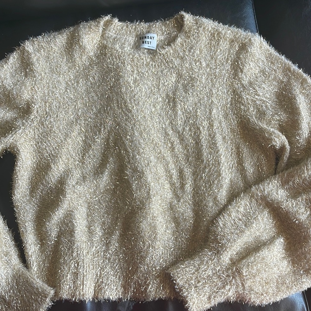 Aritzia Sunday Best Gold Kitten Shimmer Sweater